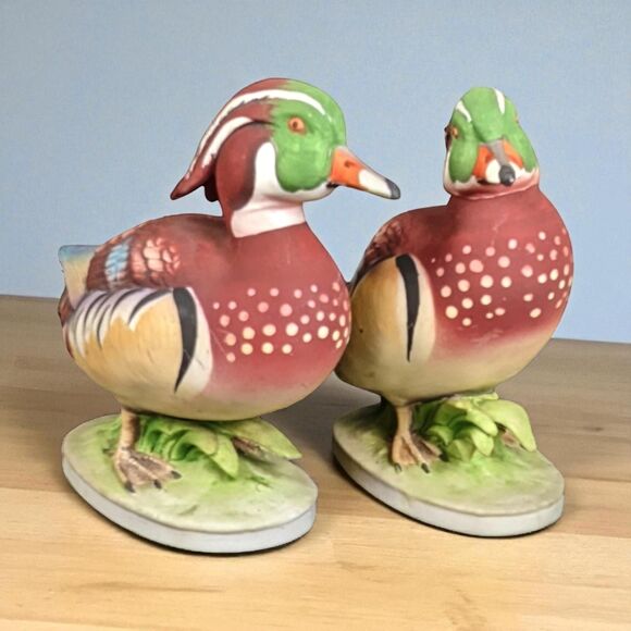 Vintage Lefton Ceramic Wood Duck Figurines: Hand-Painted Bird Decor - Picture 1 of 8